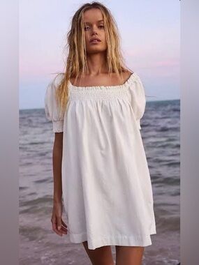 Free People Free-eat Mila Smocked Square-Neck Mini Dress